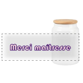 THANK YOU. MISTRESS. MASTER. THANK YOU MISTRESS. MASTER - Panoramic Cookie Jar with Wooden Lid - white - Front