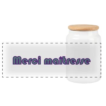 MERCI. MAÎTRESSE. MAÎTRE. MERCI MAÎTRESSE - Boîte à biscuits avec couvercle en bois - blanc - Devant