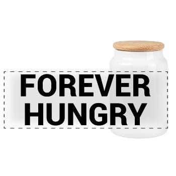 forever hungry - Panoramic Cookie Jar with Wooden Lid - white - Front