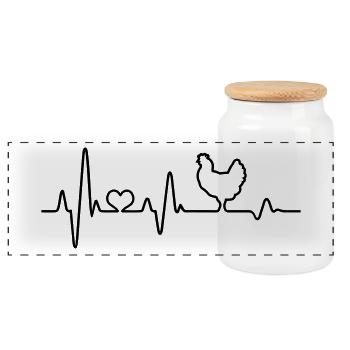 Poulet Poulet Poulet Heart Farmer Farmer Farmer - Boîte à biscuits avec couvercle en bois - blanc - Devant