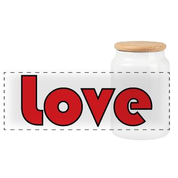 I LOVE YOU. LOVE. COUPLE. JUST MARRIED. bachelorette party - Panoramic Cookie Jar with Wooden Lid - white - Front