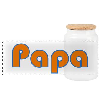 PAPOUNET. DAD. FATHER's DAY. HAPPY BIRTHDAY DAD - Panoramic Cookie Jar with Wooden Lid - white - Front