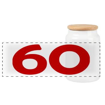 60. 60 ANS. 60e ANNIVERSAIRE. ANNIVERSAIRE 60 ANS. - Boîte à biscuits avec couvercle en bois - blanc - Devant