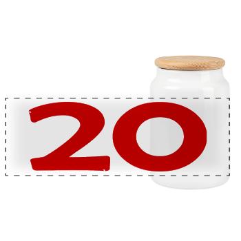 20. 20 ANS. 20e ANNIVERSAIRE. ANNIVERSAIRE 20 ANS. - Boîte à biscuits avec couvercle en bois - blanc - Devant