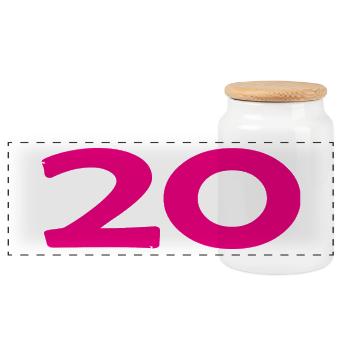 20. 20 ANS. 20e ANNIVERSAIRE. ANNIVERSAIRE 20 ANS. - Boîte à biscuits avec couvercle en bois - blanc - Devant