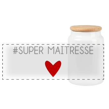 MERCI. MERCI MAÎTRESSE. CADEAU MAÎTRESSE. VACANCES - Boîte à biscuits avec couvercle en bois - blanc - Devant