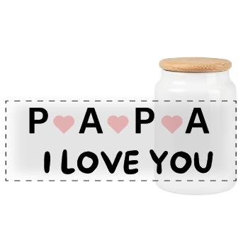 Dad, I Love You – Gift for the best dad - Panoramic Cookie Jar with Wooden Lid - white - Front