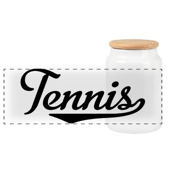 2541614 15324468 tennis - Panoramic Cookie Jar with Wooden Lid - white - Front