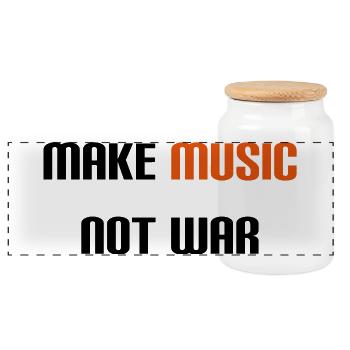 Make Music Not War (V) - Panoramic Cookie Jar with Wooden Lid - white - Front