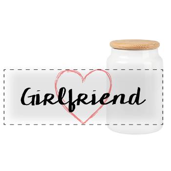 Girlfriend Herz Junggesellenabschied - Panorama Keksdose mit Holzdeckel - Weiß - Vorne