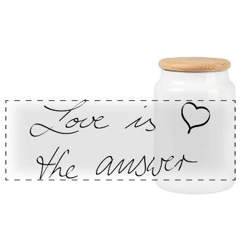 Love is the answer - © roil - Panoramic Cookie Jar with Wooden Lid - white - Front