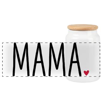 Mom Heart - Gift Mother's Day Child Love - Panoramic Cookie Jar with Wooden Lid - white - Front