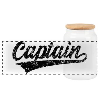 CAPTAIN KAPITÄN - Panoramic Cookie Jar with Wooden Lid - white - Front