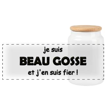 fier d être beau gosse - Boîte à biscuits avec couvercle en bois - blanc - Devant