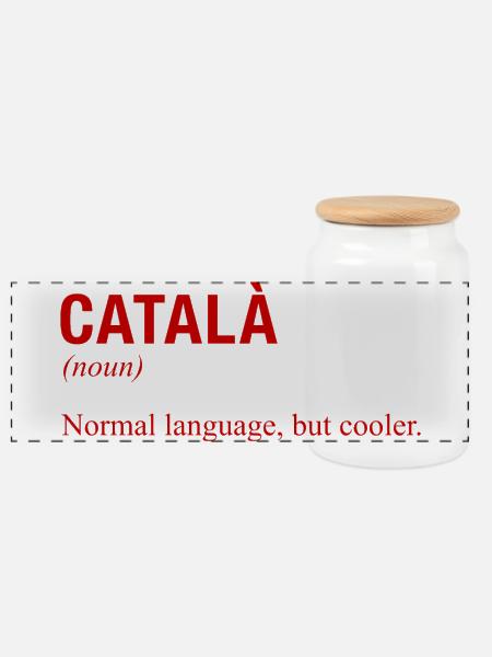 CATALAN Language Katalanisch Katalanische Sprache - Panorama Keksdose mit Holzdeckel - Weiß