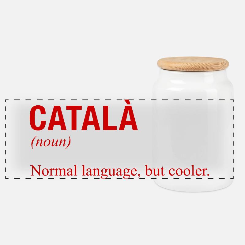 CATALAN Language Katalanisch Katalanische Sprache - Panorama Keksdose mit Holzdeckel - Weiß