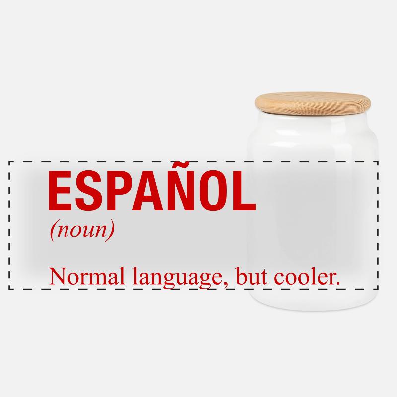 SPANISH Language Spanische Sprache Espanol Spanien - Panorama Keksdose mit Holzdeckel - Weiß