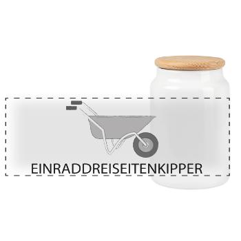 Einraddreiseitenkipper - Schubkarre - Panorama Keksdose mit Holzdeckel - Weiß - Vorne