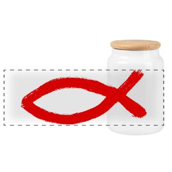 Jésus poisson Ichthys poisson poisson poisson - Boîte à biscuits avec couvercle en bois - blanc - Devant