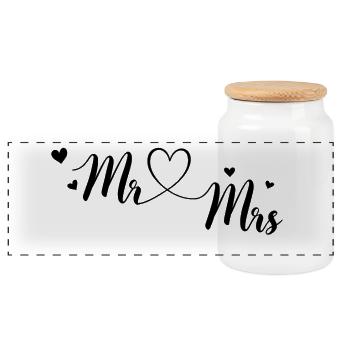 Mr & MRS à personnaliser - Boîte à biscuits avec couvercle en bois - blanc - Devant
