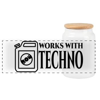 Techno Carburant - Boîte à biscuits avec couvercle en bois - blanc - Devant