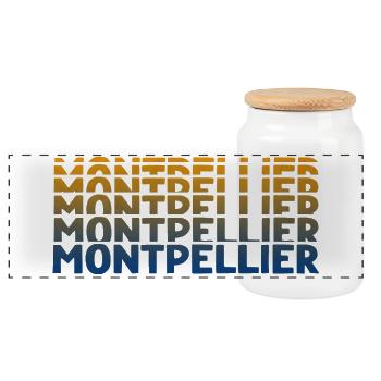 Montpellier Gradient Wortkunst - Panorama Keksdose mit Holzdeckel - Weiß - Vorne