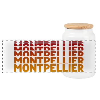 Montpellier Typography - Panoramic Cookie Jar with Wooden Lid - white - Front