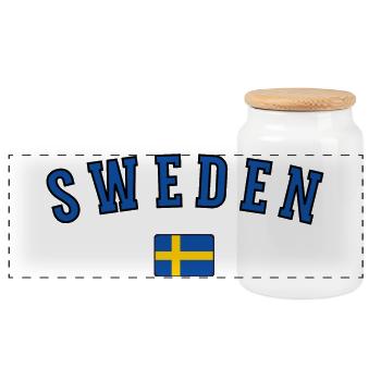 Flag of Sweden, Swedish pride - Panoramic Cookie Jar with Wooden Lid - white - Front