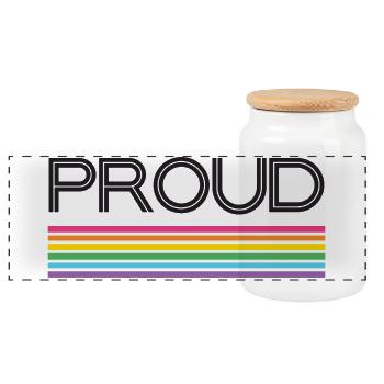 Pride Month LGBT - Proud! - Panoramic Cookie Jar with Wooden Lid - white - Front