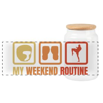 Kickboxer Weekend - Panoramic Cookie Jar with Wooden Lid - white - Front
