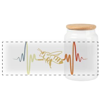 Biene Vintage Look - Panorama Keksdose mit Holzdeckel - Weiß - Vorne