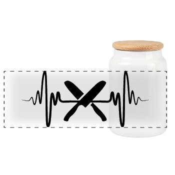 Couteau de chef Ligne Coeur - Boîte à biscuits avec couvercle en bois - blanc - Devant