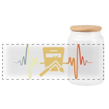 Welder Heart Palpitations Vintage - Panoramic Cookie Jar with Wooden Lid - white - Front