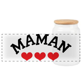 Maman / Fête des mères - Boîte à biscuits avec couvercle en bois - blanc - Devant