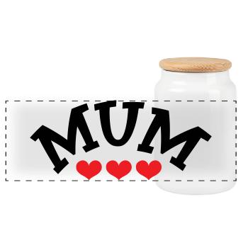 Mom / Mother's Day - Panoramic Cookie Jar with Wooden Lid - white - Front
