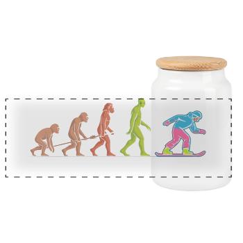Die Evolution des Snowboard-Designs - Panorama Keksdose mit Holzdeckel - Weiß - Vorne