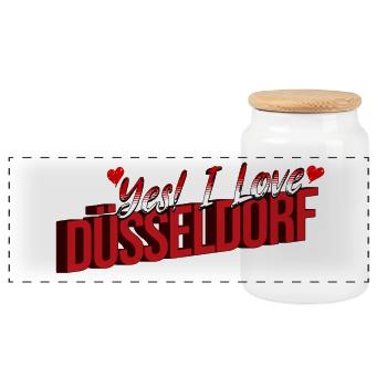 Yes! I Love Düsseldorf – Heimatliebe Design - Panorama Keksdose mit Holzdeckel - Weiß - Vorne