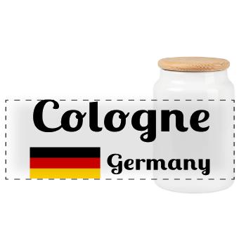 Cologne Germany- Stylish prints - Panoramic Cookie Jar with Wooden Lid - white - Front