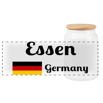 Essen, Deutschland - Stylische Drucke - Panorama Keksdose mit Holzdeckel - Weiß - Vorne