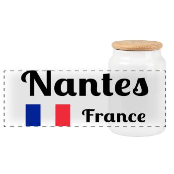 Nantes Frankreich - Stilvolle Drucke - Panorama Keksdose mit Holzdeckel - Weiß - Vorne