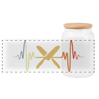Couteau de chef Palpitations cardiaques - Boîte à biscuits avec couvercle en bois - blanc - Devant