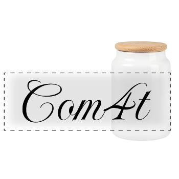 Com4t Merch – Ensemble de logos de tous les jours, noir. - Boîte à biscuits avec couvercle en bois - blanc - Devant