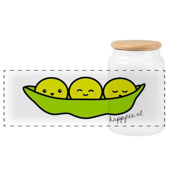 Edamame Happytee.nl - Panorama Keksdose mit Holzdeckel - Weiß - Vorne