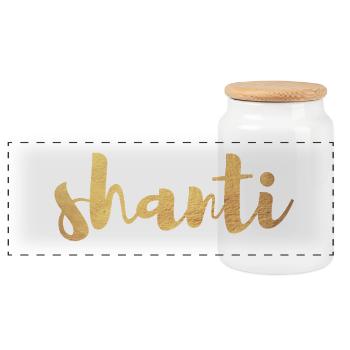 Shanti Gold Tranquillité Yoga Paix om Namaste Bouddhisme - Boîte à biscuits avec couvercle en bois - blanc - Devant