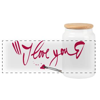 i love you - Panorama Keksdose mit Holzdeckel - Weiß - Vorne