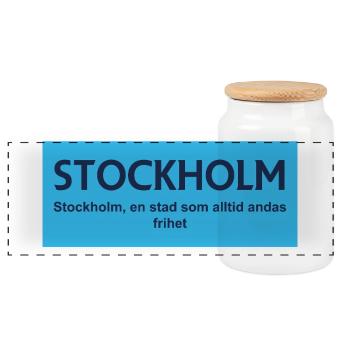 Stockholm City Symbol Design - Panoramic Cookie Jar with Wooden Lid - white - Front