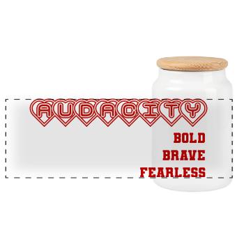 Brave Honest Heart Bond Design, Statement - Panoramic Cookie Jar with Wooden Lid - white - Front