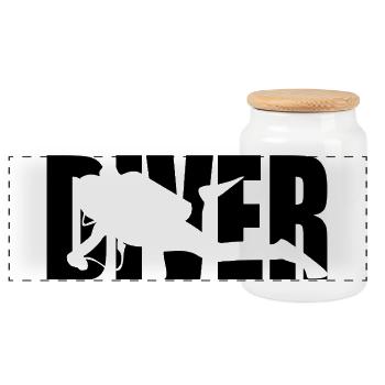 Design de plongée classique – Profondeur et aventure - Boîte à biscuits avec couvercle en bois - blanc - Devant