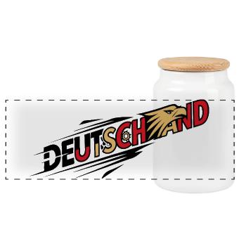 Deutschland Adler in Bewegung - Panoramic Cookie Jar with Wooden Lid - white - Front