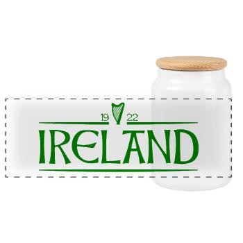 Ireland - Irland - Ire - irisch - Harfe - Panorama Keksdose mit Holzdeckel - Weiß - Vorne
